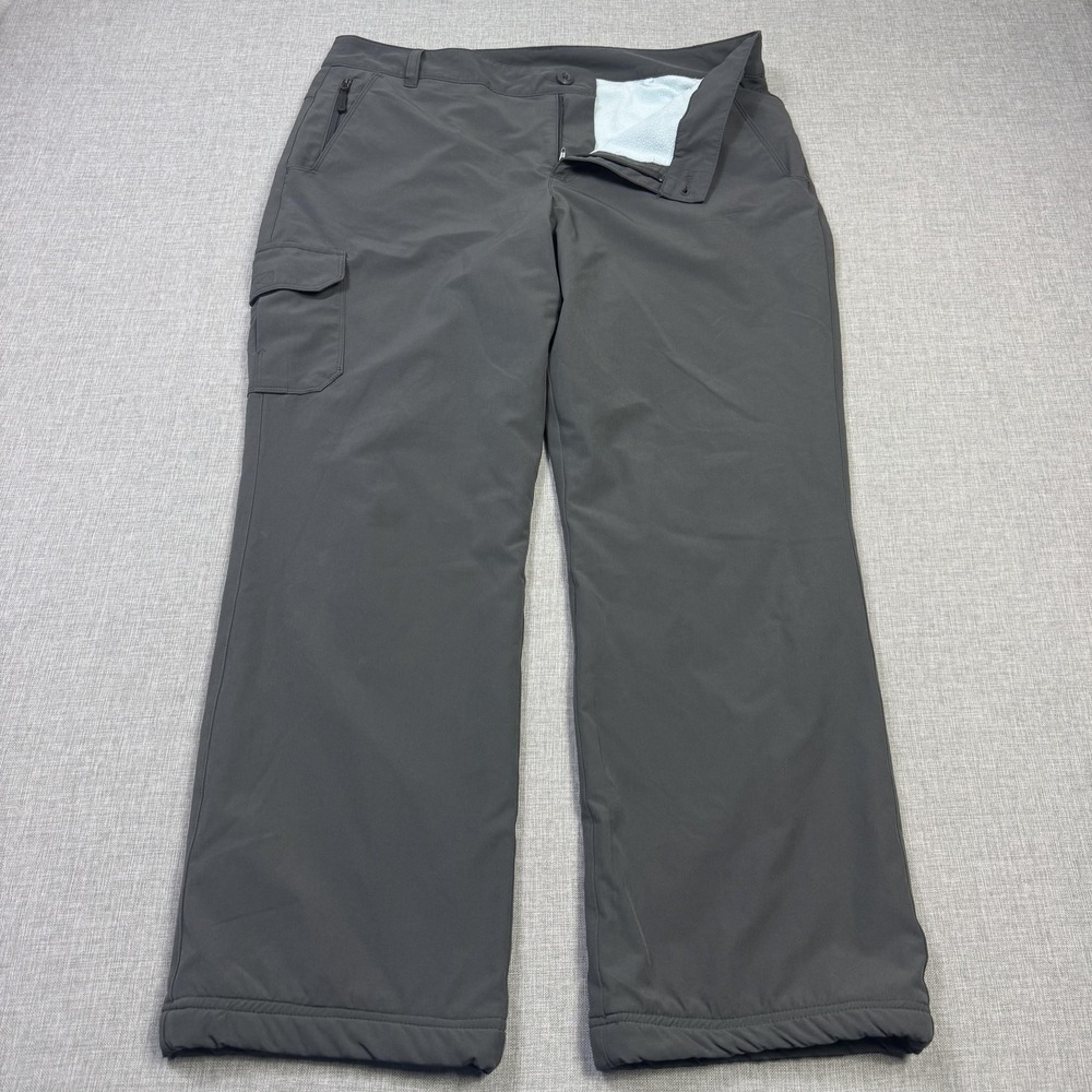 Eddie Bauer Fleece Lined Hiking Pants Womens 12 Gray Insulated Stretch Zip